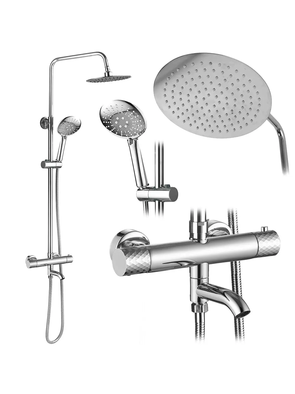 Set de duș finisaj crom lucios înălțime 125 cm model Lungo Diamond Crom [2]