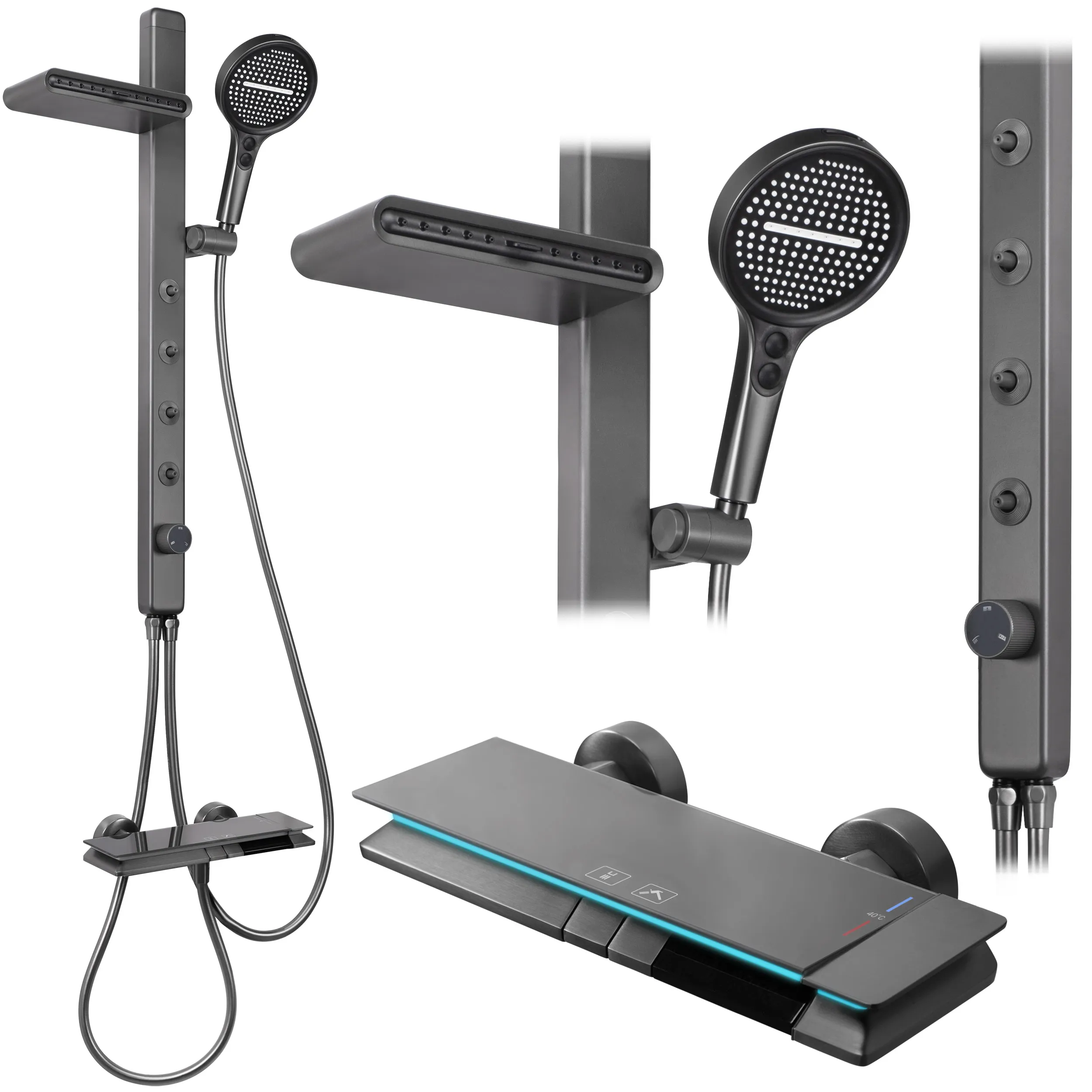 Set de duș finisaj titanium înălțime 80 cm model Karl Titanium [1]