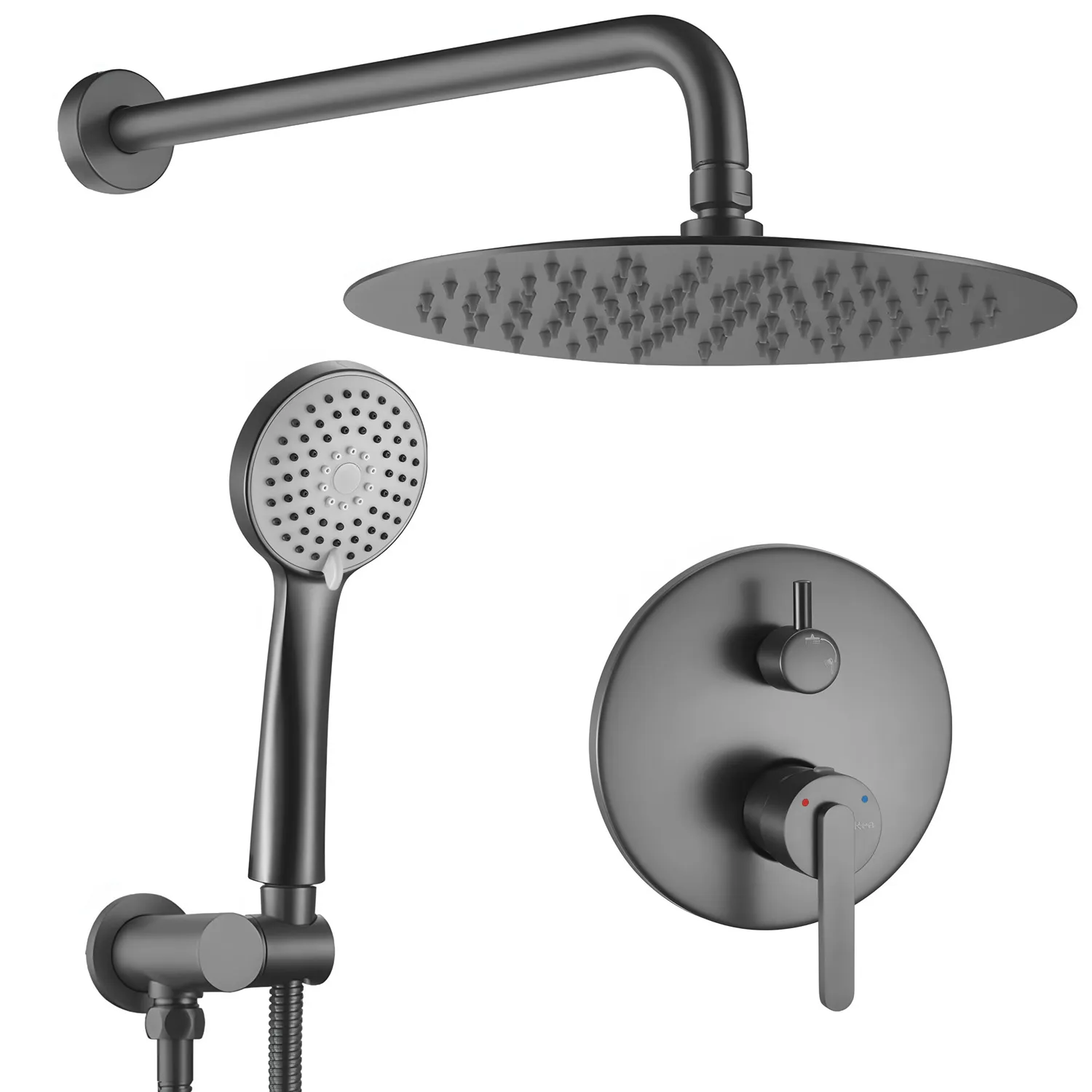 BATERII SANITARE - Set de duș încastrat culoare titanium  înălțime 17 cm model Lungo Ontario Gun Grey