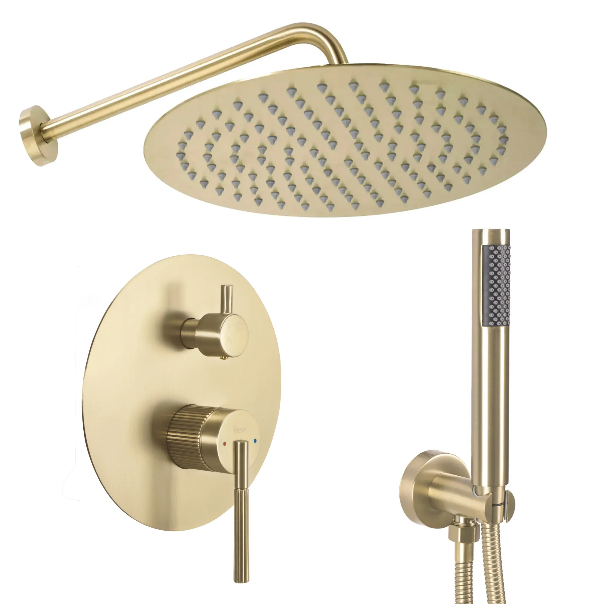 Baterii duș - Set de duș încastrat finisaj auriu periat înălțime 15 cm model Argon Gold Brush
