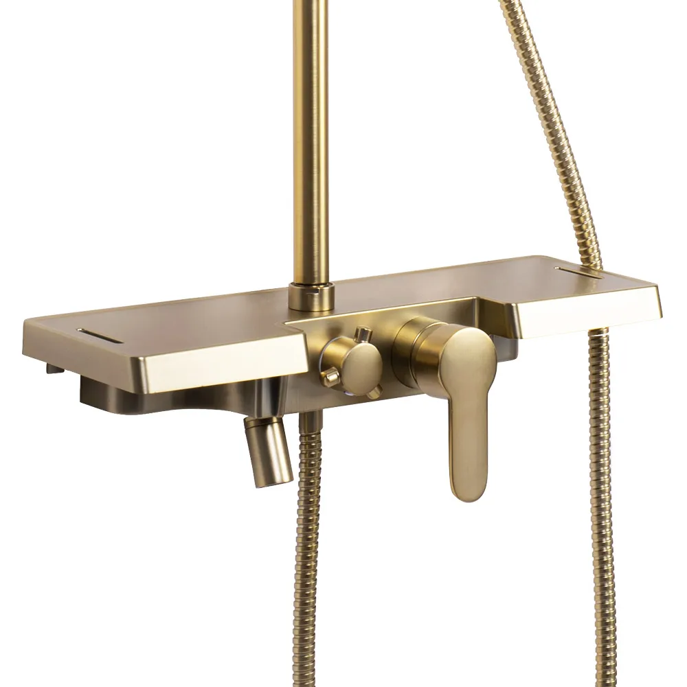 Set de duș culoare auriu periat înălțime 105 cm material alamă/ABS model Bravo Gold Brushed [4]