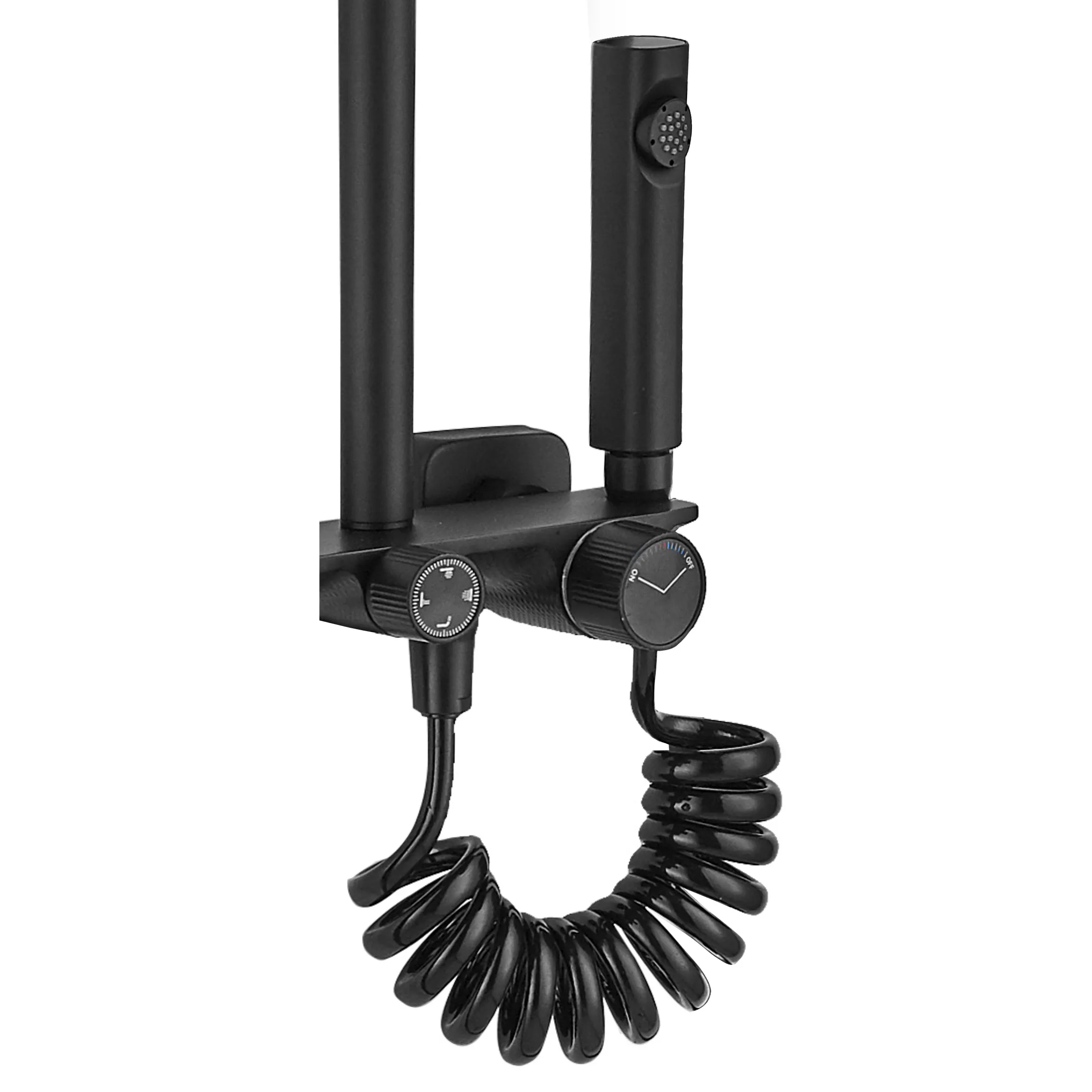 Set de duș culoare negru mat înălțime 114 cm material alamă/ABS model Helix Black Mat [4]