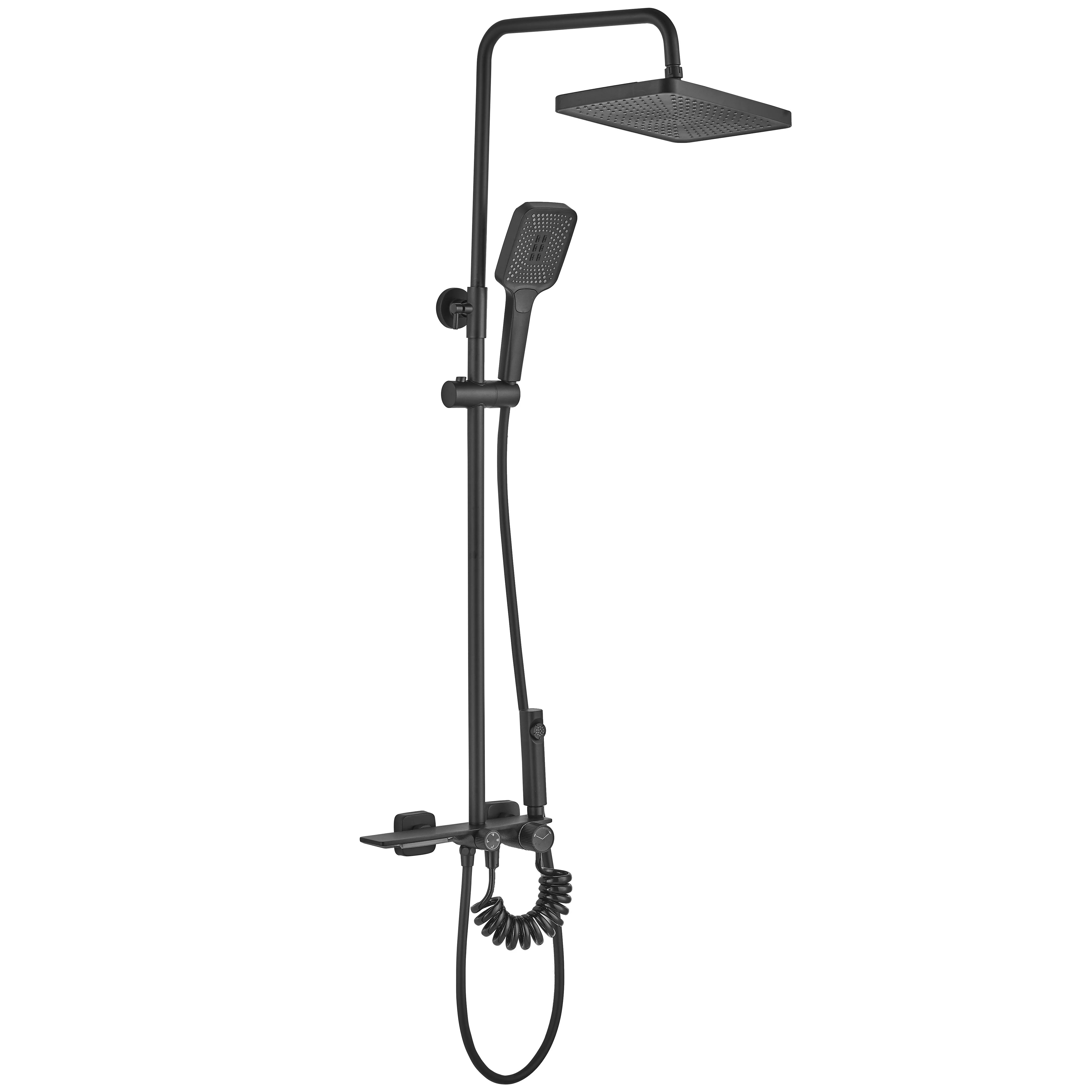 Set de duș culoare negru mat înălțime 114 cm material alamă/ABS model Helix Black Mat