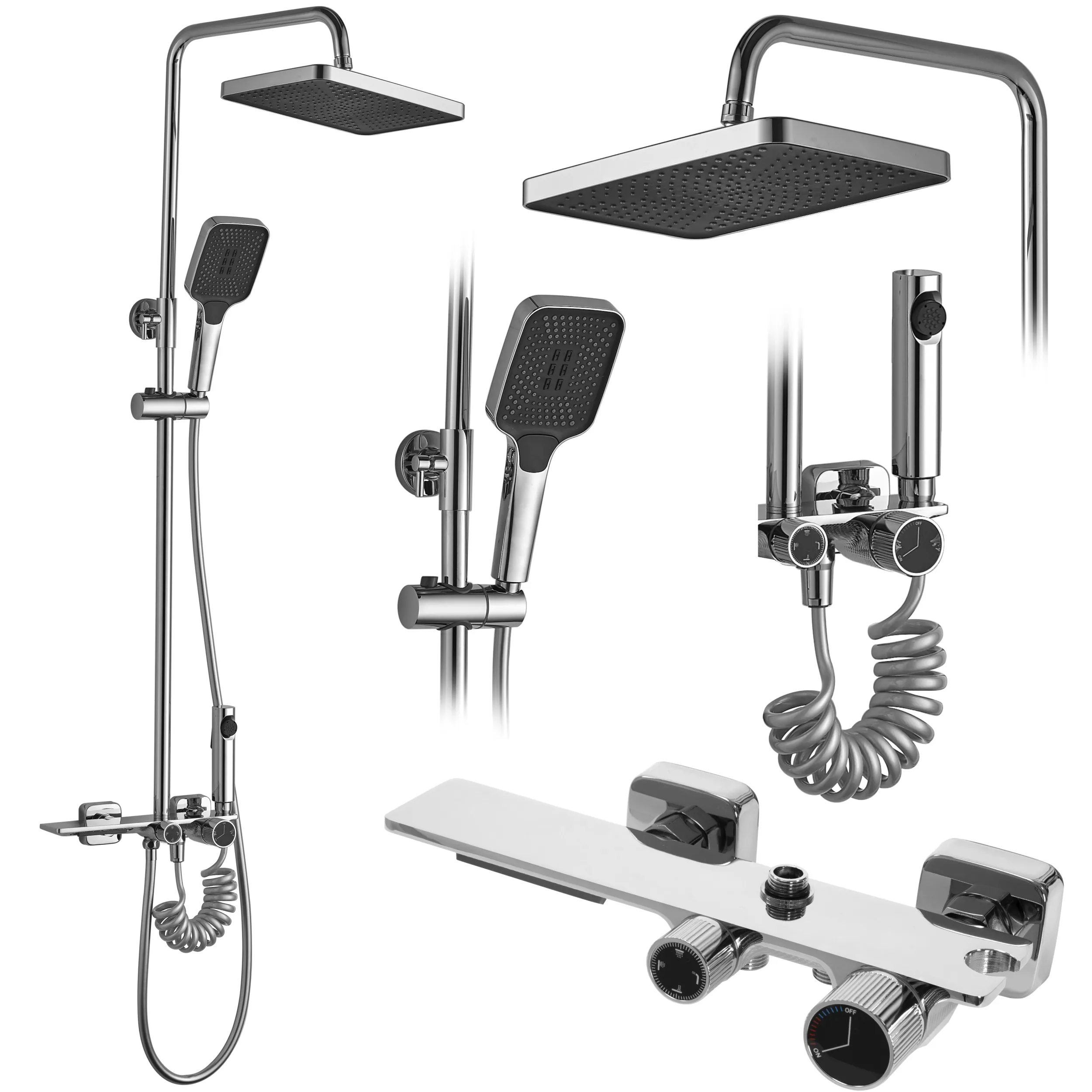 Set de duș culoare crom înălțime 114 cm material alamă/ABS model Helix Chrome [1]