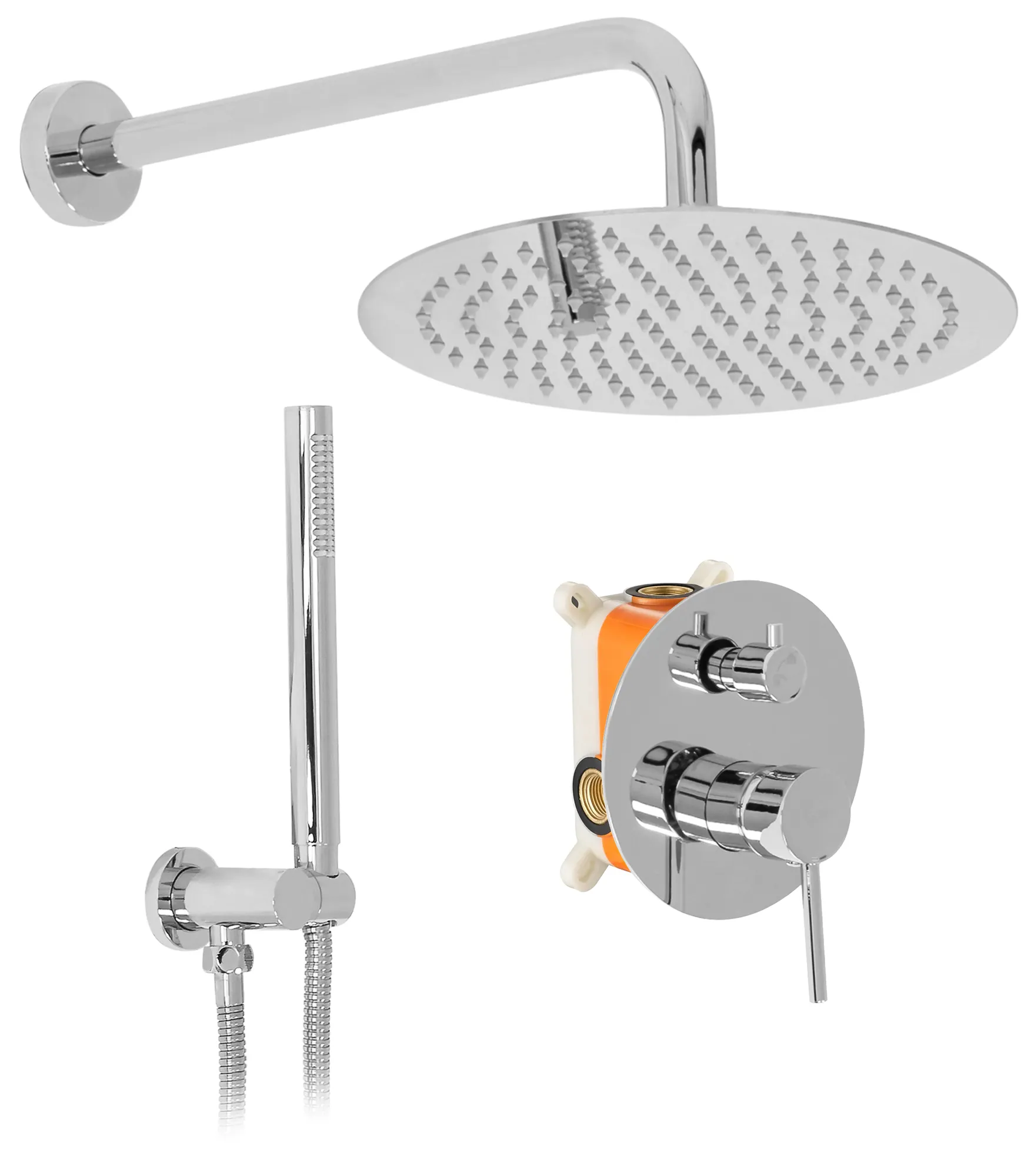Baterii duș - Set de duș încastrat în perete culoare crom lucios înălțime 16 cm model Lungo Chrome