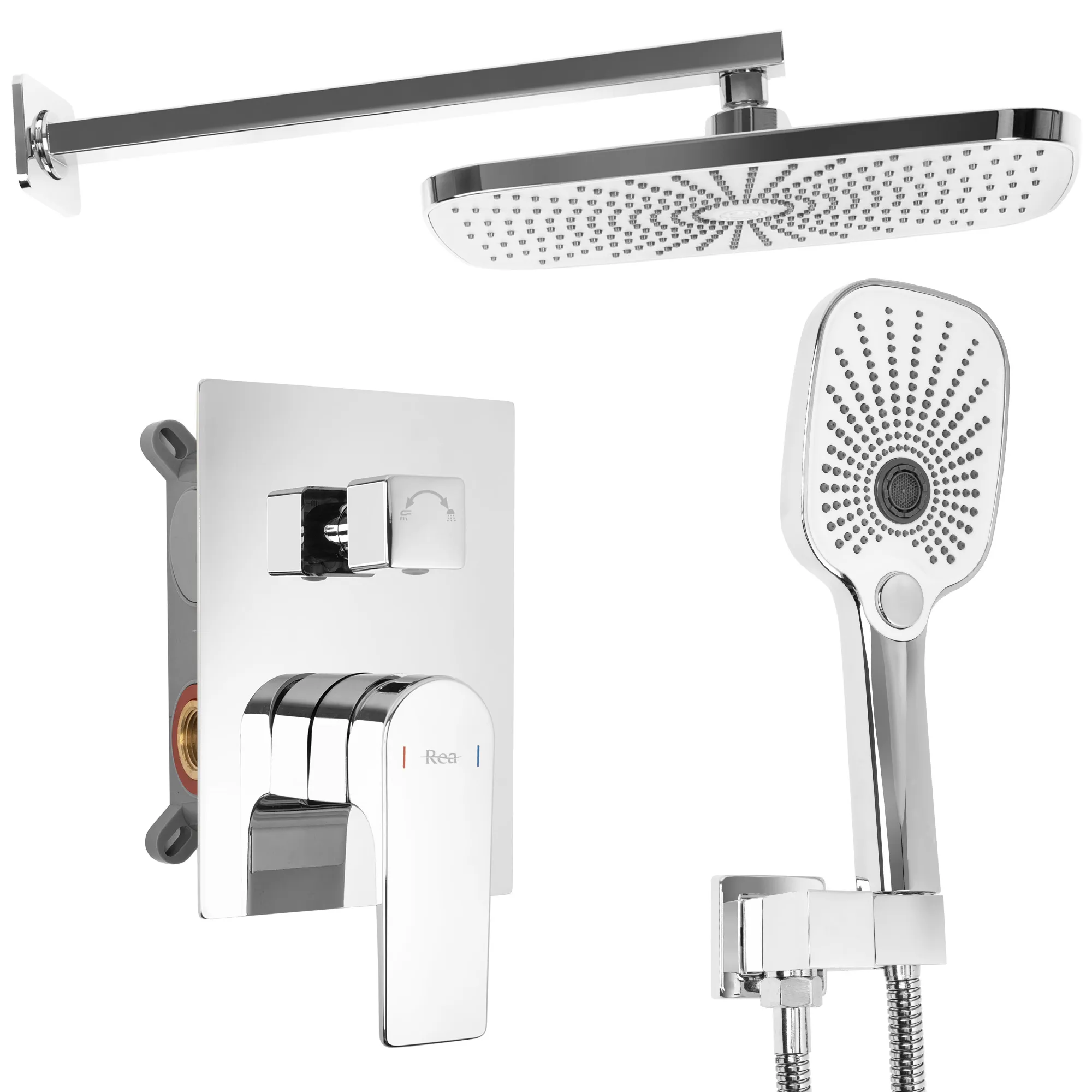 BATERII SANITARE - Set de duș culoare crom înălțime 21 cm material alamă/ABS model Moby Chrome