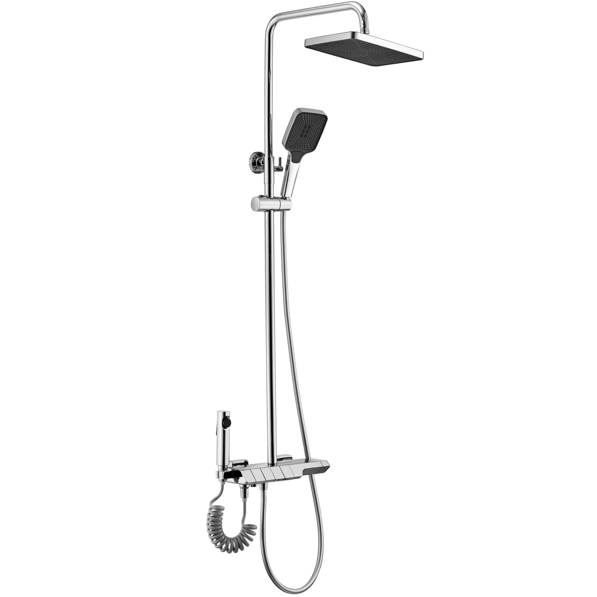 Set de duș culoare crom înălțime 115 cm material alamă/ABS model Rob Chrome