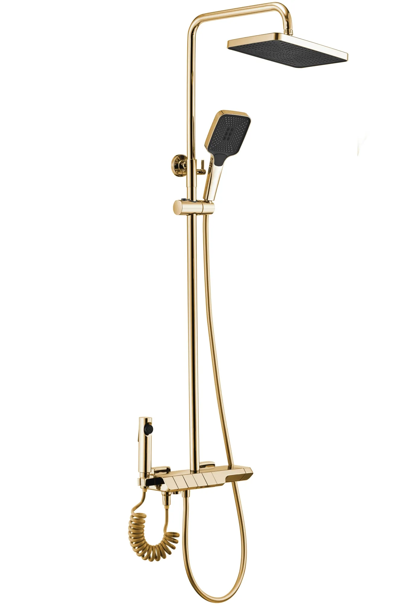 Set de duș culoare auriu înălțime 115 cm material alamă/ABS model Rob Gold