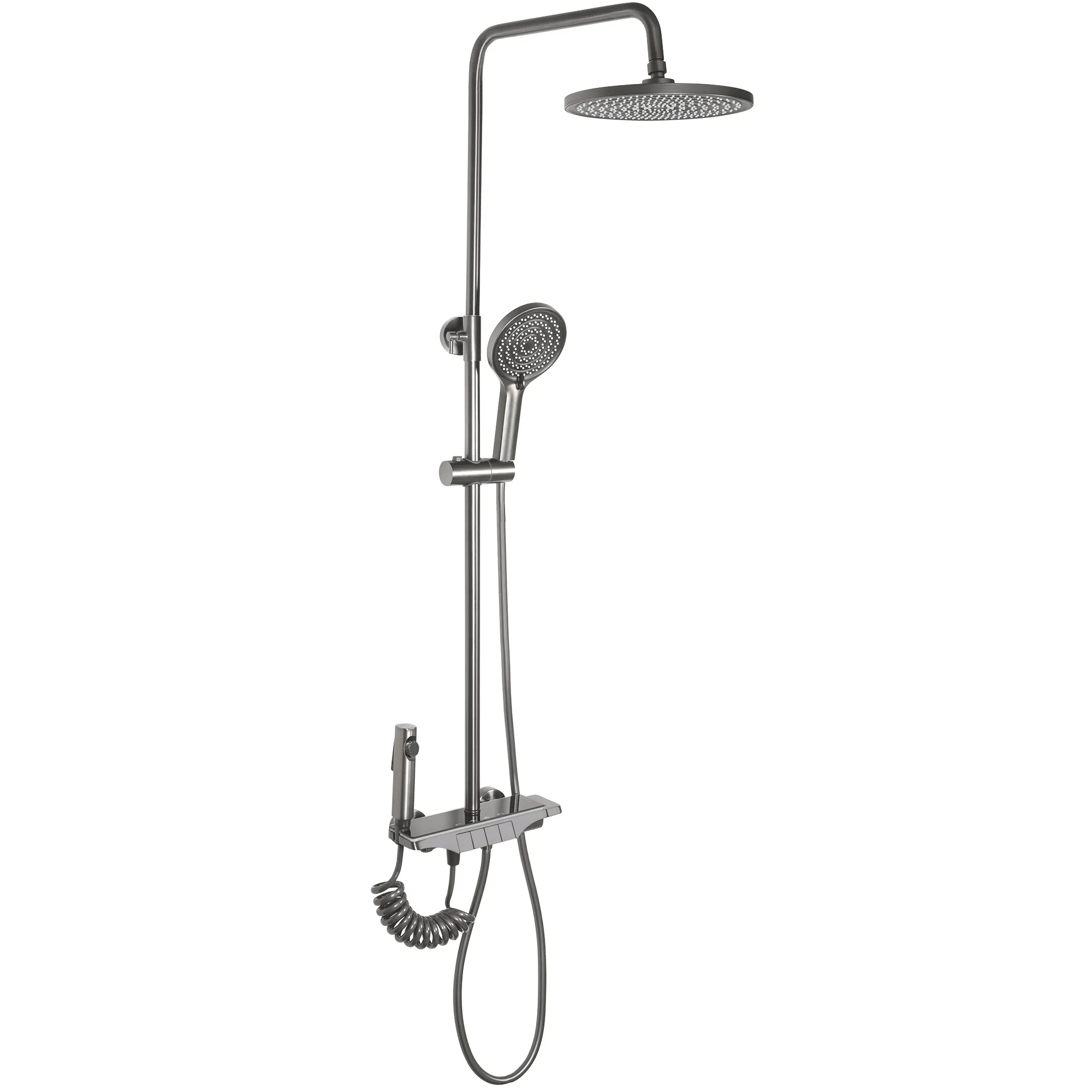 Baterii duș - Set de duș culoare titanium înălțime 120 cm material alamă/ABS model Savio LED Titanium