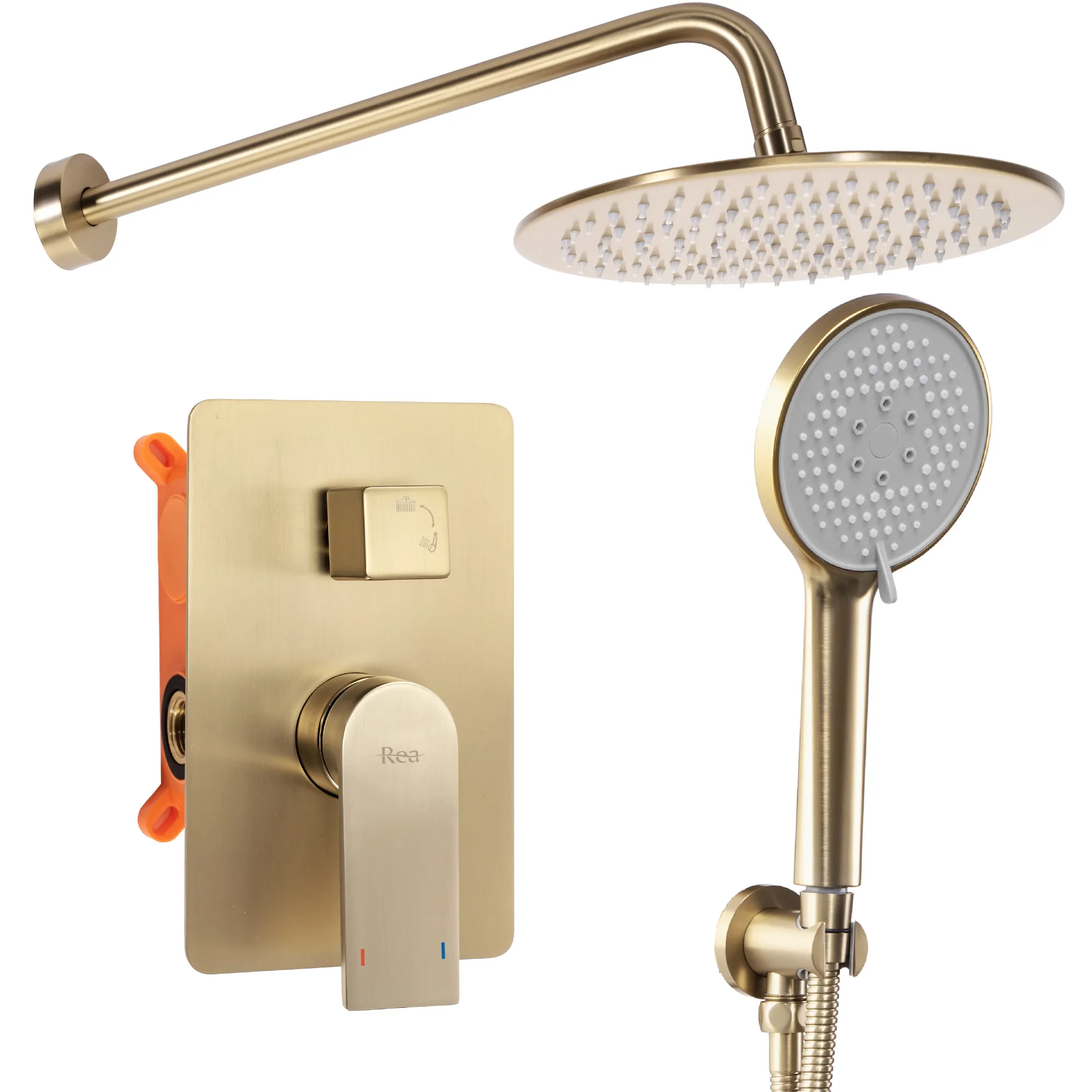 Baterii duș - Set de duș culoare auriu periat înălțime 18 cm material alamă model Verso Gold Brushed