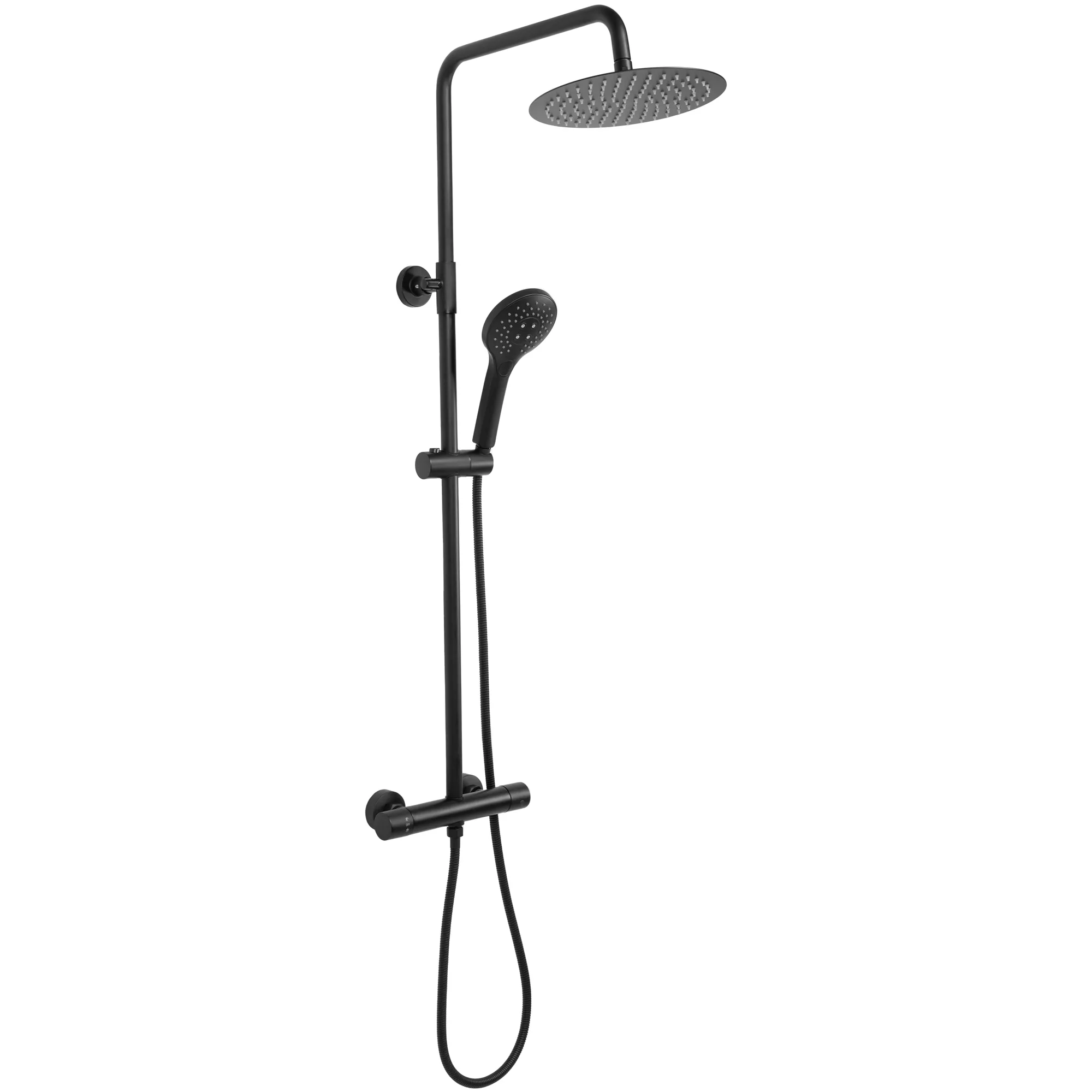 Set de duș culoare negru mat înălțime 123 cm material alamă model Vincent Black Mat
