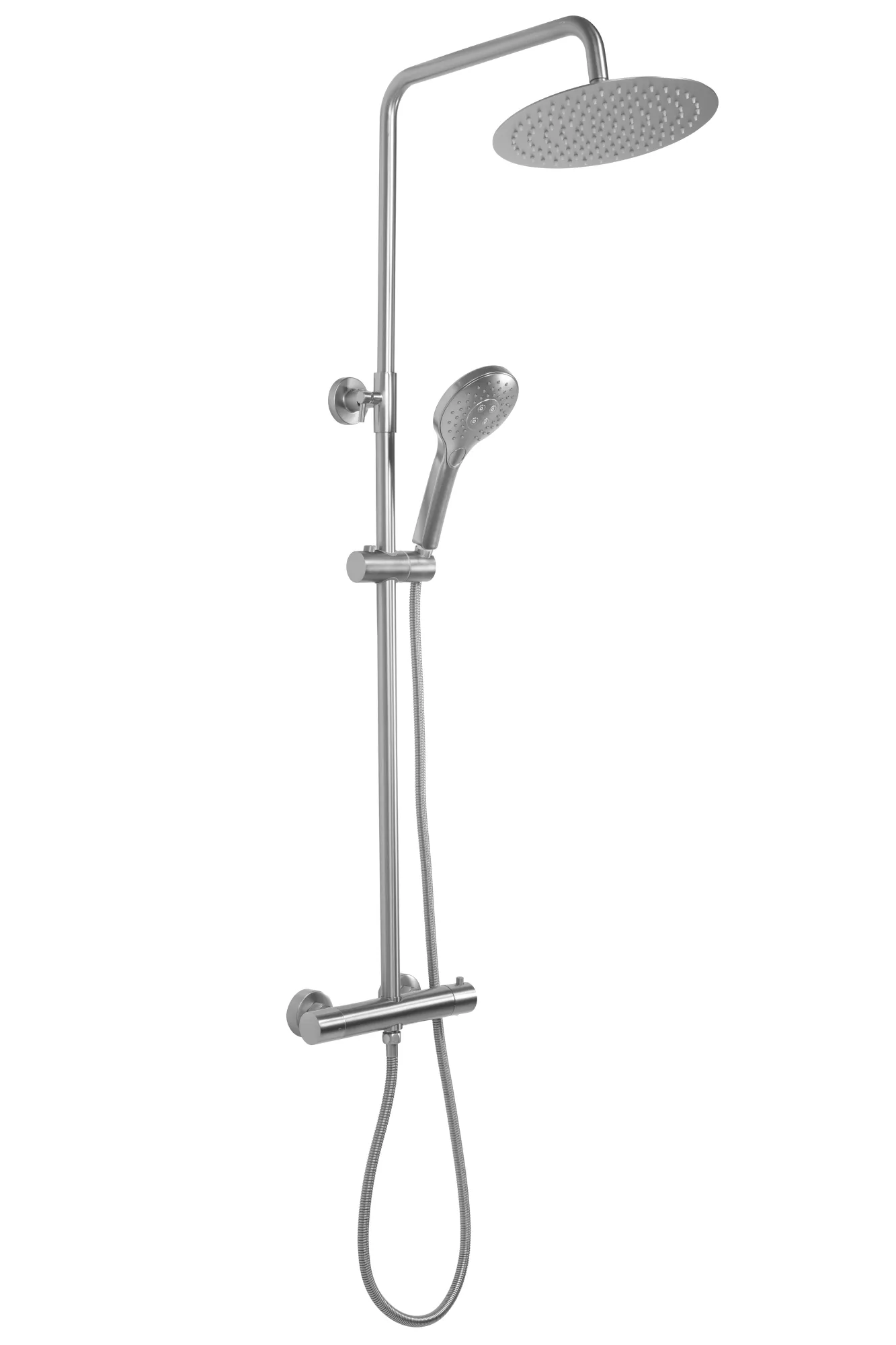 Set de duș culoare crom periat înălțime 123 cm material alamă model Vincent Chrome Brushed