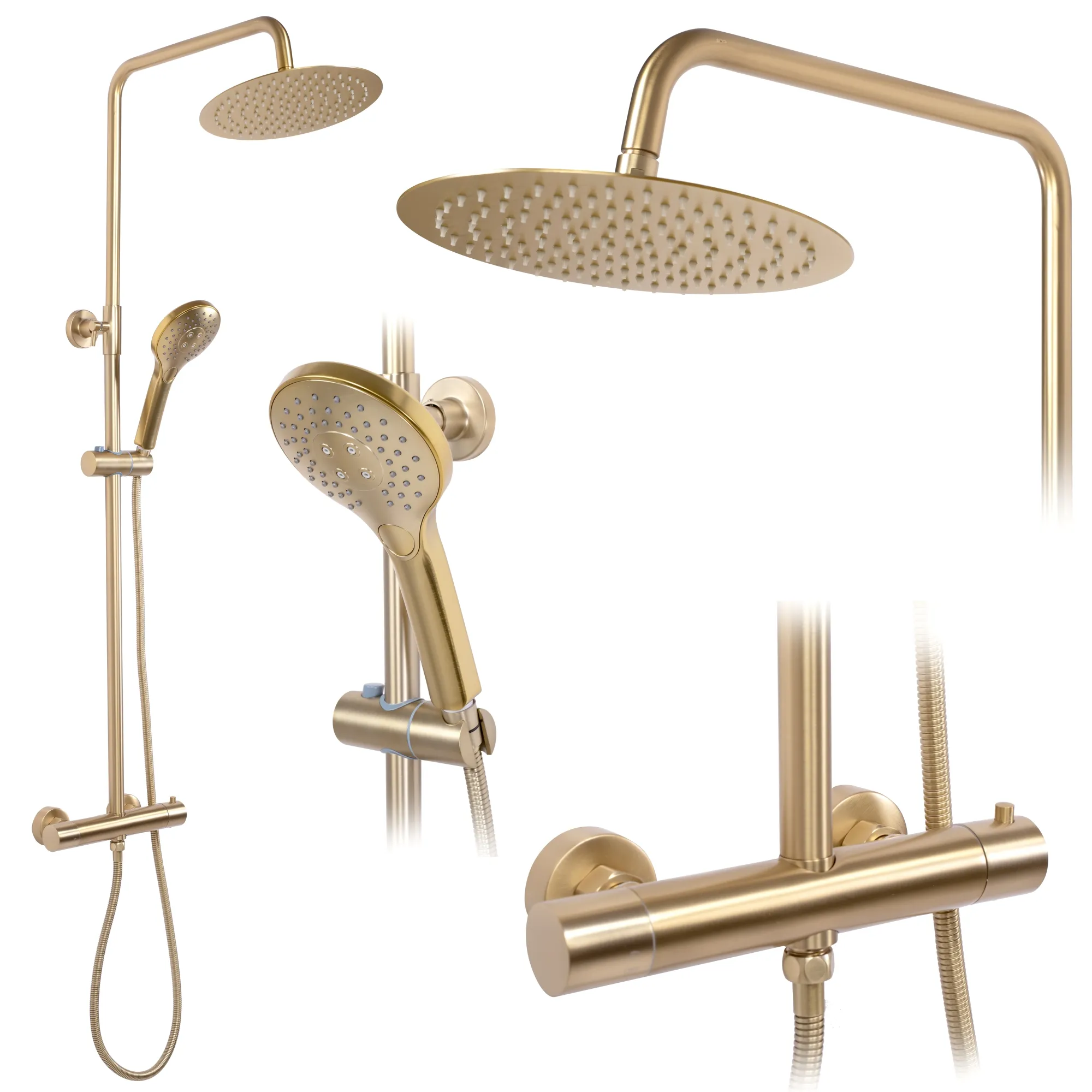 Set de duș culoare auriu periat înălțime 123 cm material alamă model Vincent Gold Brushed [4]