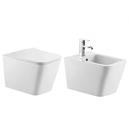 TOATE PRODUSELE - Set vas Wc și Bideu suspendabil culoare alb model Ines Tornado Rimless