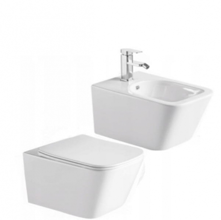 Set vas Wc + Bideu suspendabil culoare alb model Imperia White - Veldman