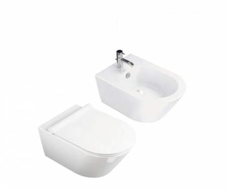 PROMOȚII - Set vas Wc + Bideu suspendabil culoare alb model Sonet White - Veldman