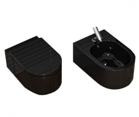 PROMOȚII - Set vas Wc + Bideu suspendabil culoare negru model Lorent Black - Veldman