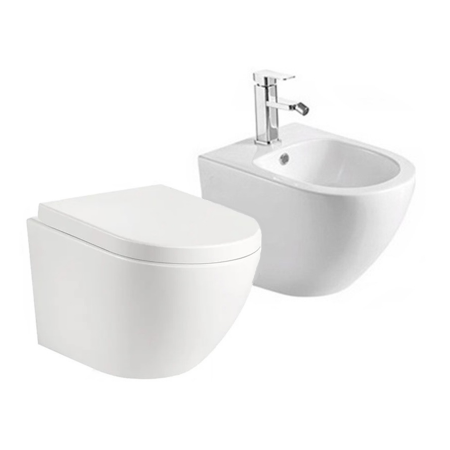 VASE WC ȘI BIDEURI - Set vas Wc + Bideu suspendabil culoare alb model Vito White - Veldman