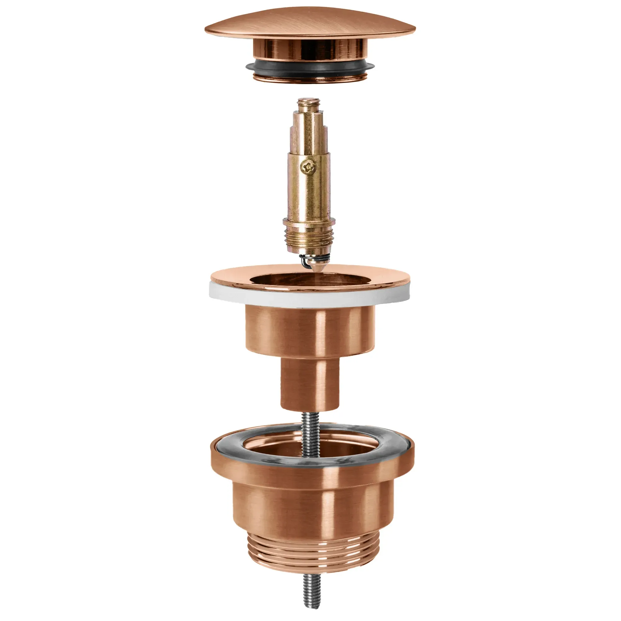 Sifon universal pentru lavoar culoare cupru periat + dop tip click-clack model Copper Brushed [4]