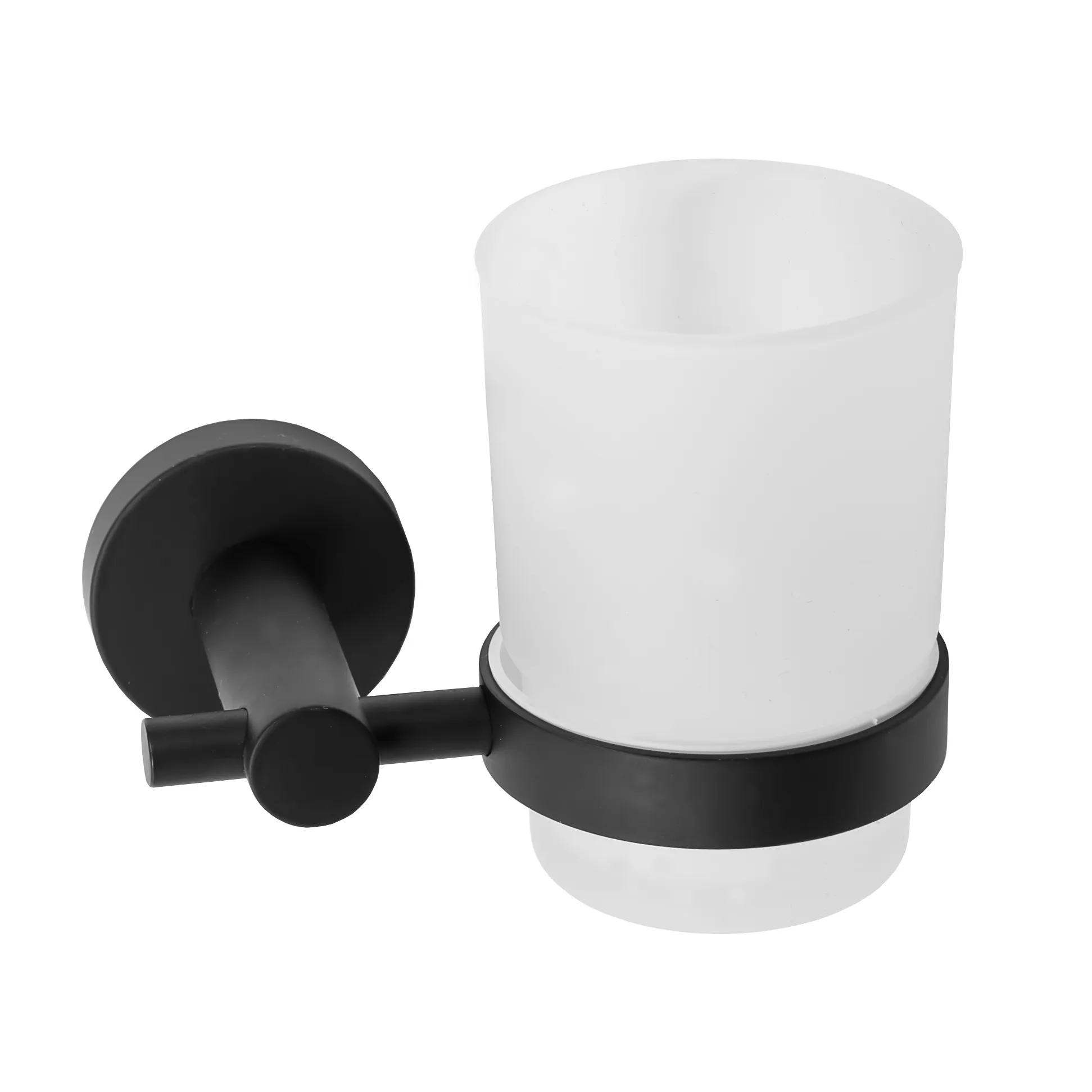 ACCESORII BAIE - Pahar baie cu suport finisaj negru mat, model rotund 322233C Leo