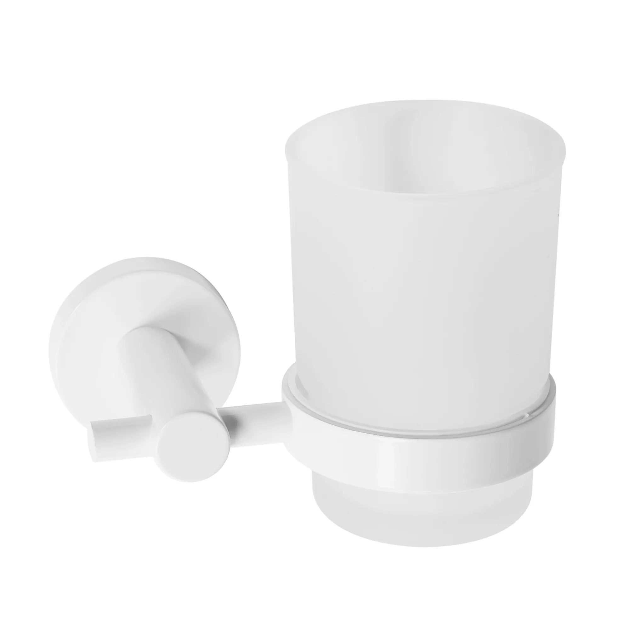 ACCESORII BAIE - Pahar baie cu suport finisaj alb, model rotund 322233B Leo