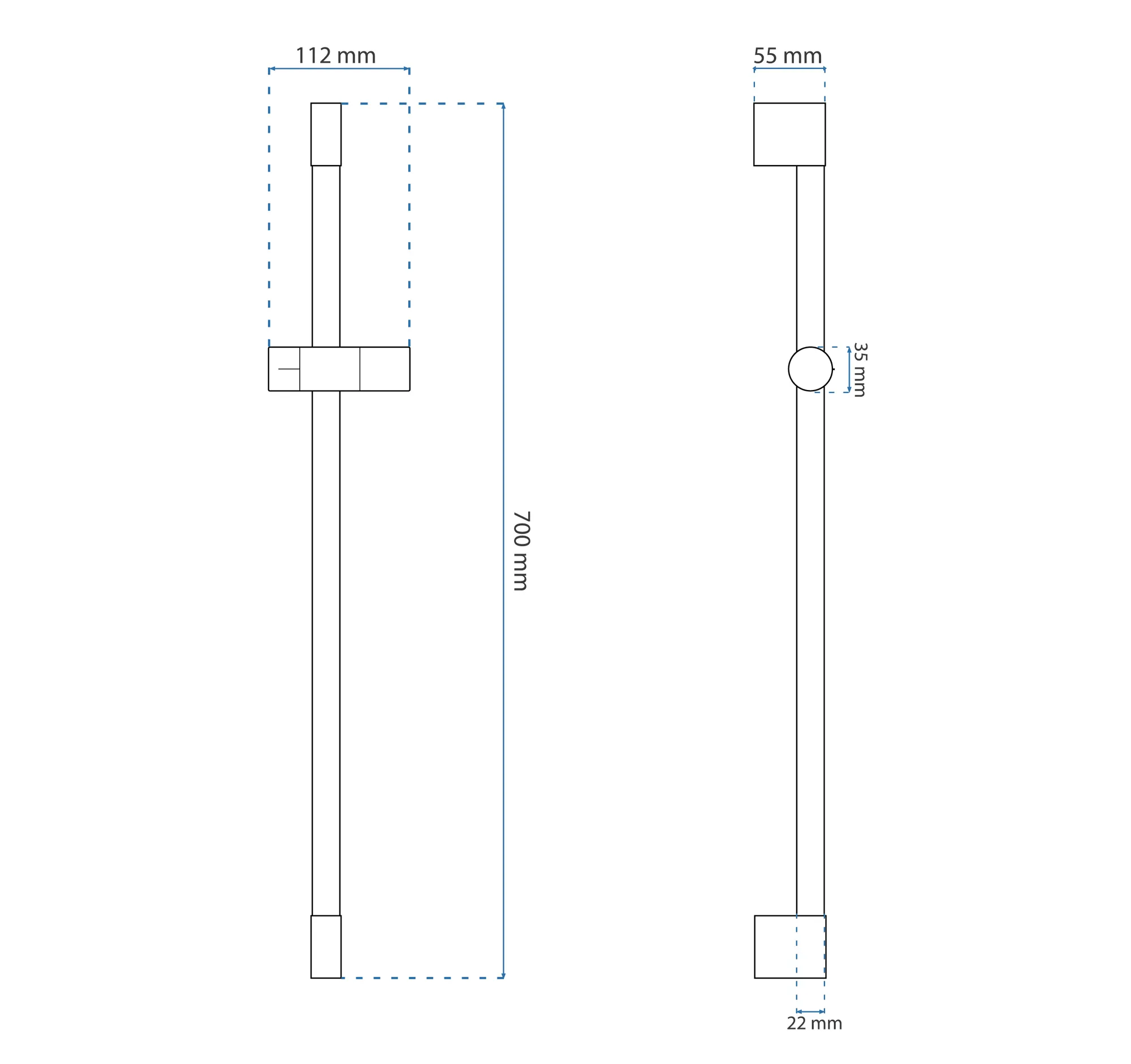 Suport pară duș culoare aurie lungime 70 cm [4]