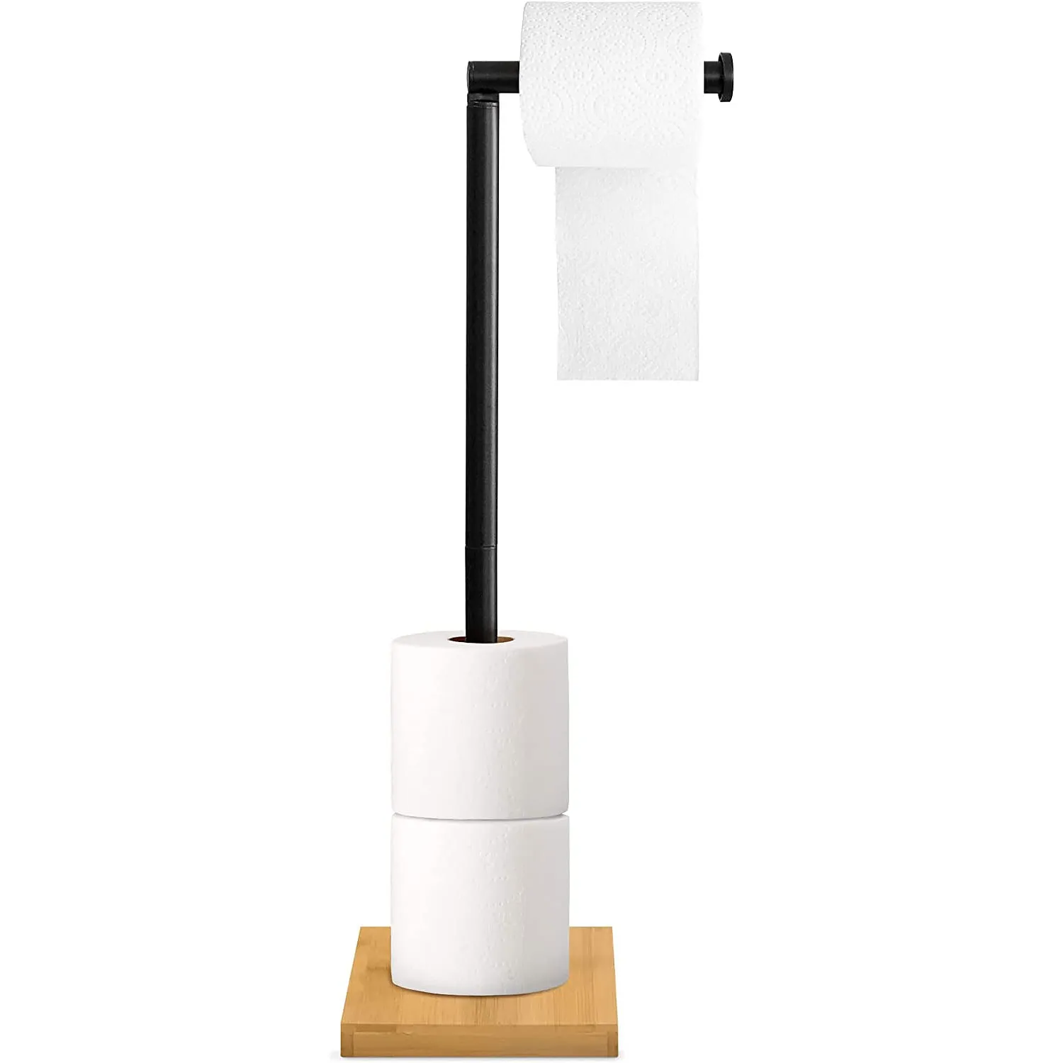 ACCESORII BAIE - Suport hârtie igienică din metal și bambus finisaj negru mat model 07012