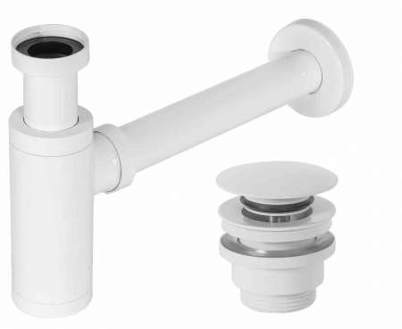CHIUVETE / LAVOARE - Sifon universal pentru lavoar culoare alb + dop tip click-clack model White