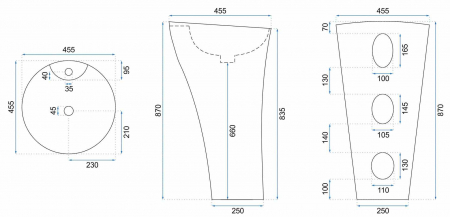 Lavoar independent formă rotundă înălțime 87 cm culoare alb model Agnes [5]