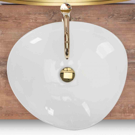 Lavoar pe blat formă semiovală lungime 47 cm culoare alb model Andrea [4]
