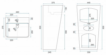 Lavoar independent formă pătrată înălțime 83 cm culoare alb/gri model Aris Marble [5]