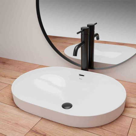 Lavoar încastrat în blat formă semiovală lungime 59 cm culoare alb model Arleta White [2]