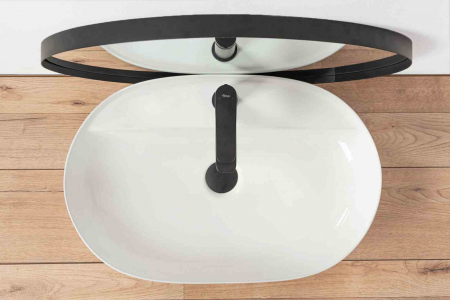 Lavoar baie pe blat formă semirotundă lungime 60 cm culoare alb model Aura [3]
