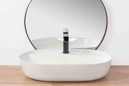 Lavoar baie pe blat formă semirotundă lungime 60 cm culoare alb model Aura [2]