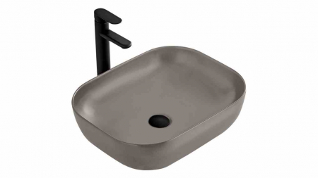 Lavoare pe blat - Lavoar baie pe blat formă dreptunghiulară lungime 46 cm culoare gri mat model Belinda Grey Mat