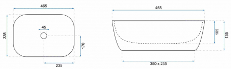 Lavoar pe blat formă dreptunghiulară lungime 46 cm culoare alb model Belinda Slim [5]