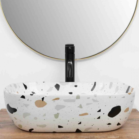 Lavoar baie pe blat formă dreptunghiulară lungime 46 cm culoare multicolor model Belinda Terazzo [2]