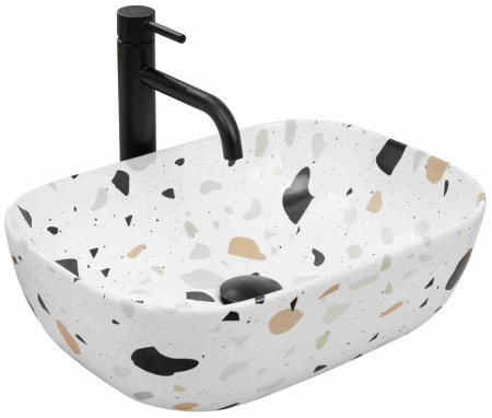 Lavoare pe blat - Lavoar baie pe blat formă dreptunghiulară lungime 46 cm culoare multicolor model Belinda Terazzo