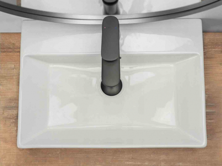 Lavoar baie pe blat formă dreptunghiulară lungime 51 cm culoare alb model Bonita [3]