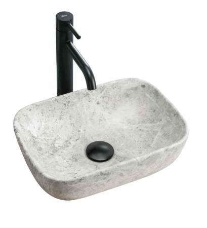 Lavoare pe blat - Lavoar pe blat formă dreptunghiulară lungime 36 cm culoare gri model Camelia Light Stone