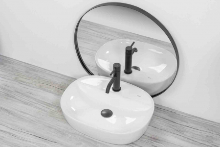 Lavoar baie pe blat formă semiovală lungime 50 cm culoare alb model Carina [2]