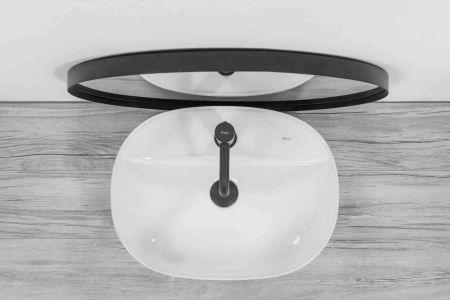 Lavoar baie pe blat formă semiovală lungime 50 cm culoare alb model Carina [4]