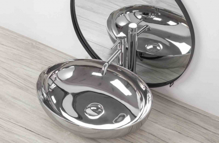 Lavoar pe blat formă ovală lungime 51 cm culoare crom model Carola Slim Silver [1]