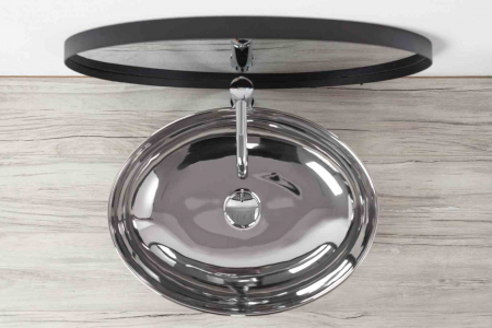Lavoar pe blat formă ovală lungime 51 cm culoare crom model Carola Slim Silver [2]