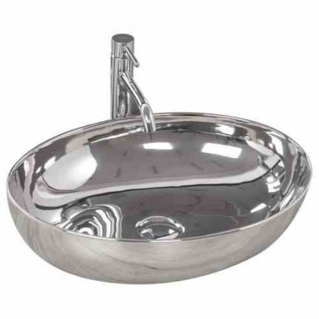 Lavoare pe blat - Lavoar pe blat formă ovală lungime 51 cm culoare crom model Carola Slim Silver