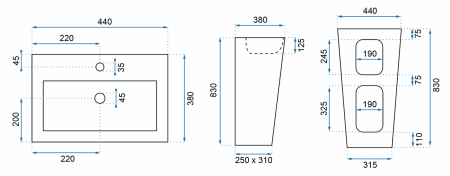Lavoar independent formă rotundă înălțime 86 cm culoare alb model Daria [4]