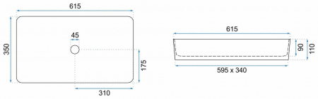 Lavoar pe blat formă dreptunghiulară lungime 61 cm culoare alb model Denis Black Stone Mat [4]
