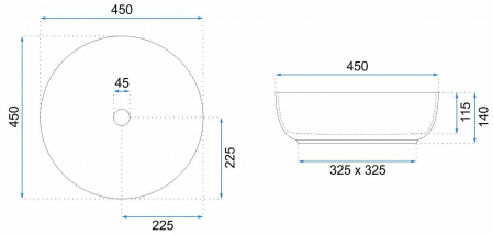 Lavoar baie pe blat formă rotundă lungime 45 cm culoare alb model Elma [6]