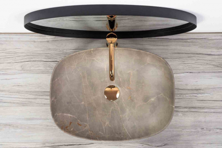 Lavoar pe blat formă semiovală lungime 51 cm culoare bej model Freja Beige [4]
