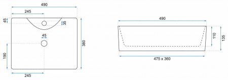 Lavoar baie pe blat formă dreptunghiulară lungime 49 cm culoare alb model Kelly White [4]